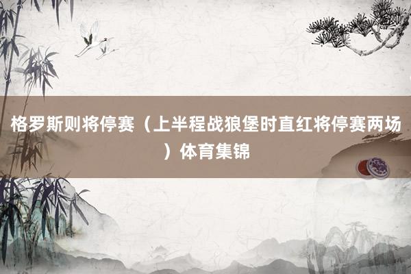 格罗斯则将停赛（上半程战狼堡时直红将停赛两场）体育集锦
