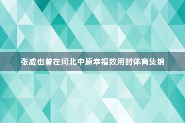 张威也曾在河北中原幸福效用时体育集锦