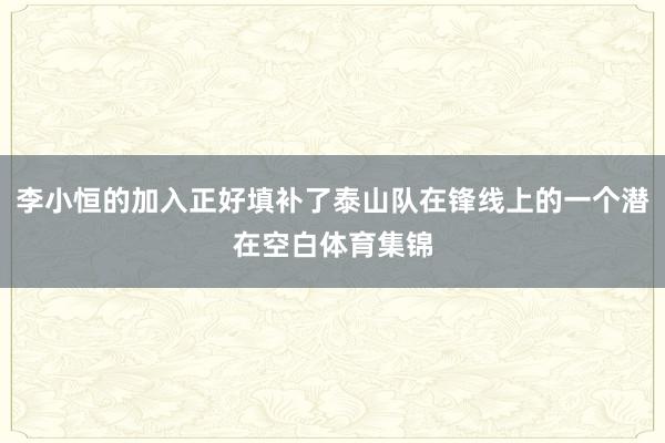 李小恒的加入正好填补了泰山队在锋线上的一个潜在空白体育集锦