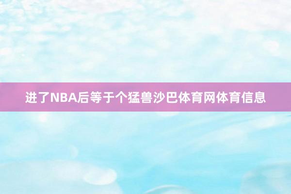 进了NBA后等于个猛兽沙巴体育网体育信息